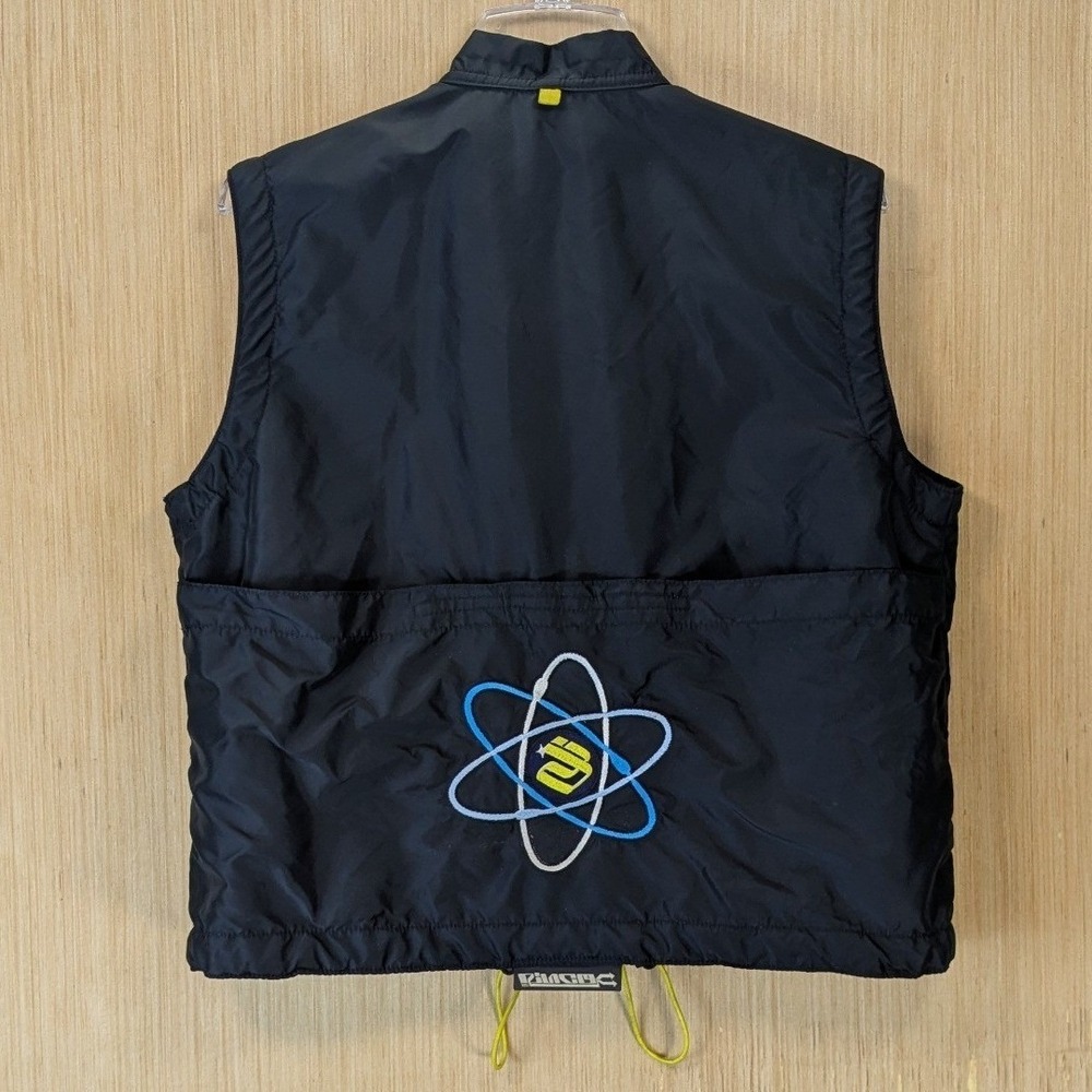 JNCO Girlie Stuff Y2K Utility Vest Size M Atom Logo Fleece Lined Black Vintage